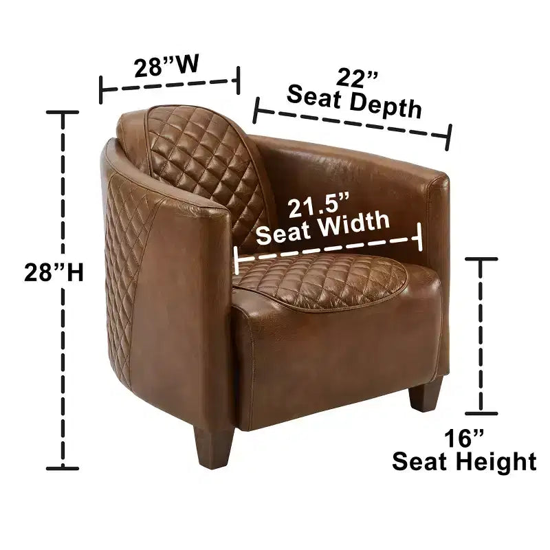 Art Leon Leather Accent Chair with Quilted Design for Timeless Comfort