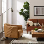 Art Leon Leather Accent Chair with Quilted Design for Timeless Comfort