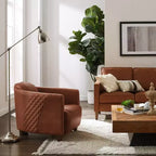 Art Leon Leather Accent Chair with Quilted Design for Timeless Comfort