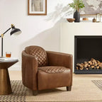 Art Leon Leather Accent Chair with Quilted Design for Timeless Comfort