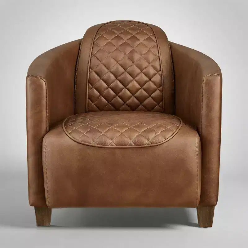 Art Leon Leather Accent Chair with Quilted Design for Timeless Comfort