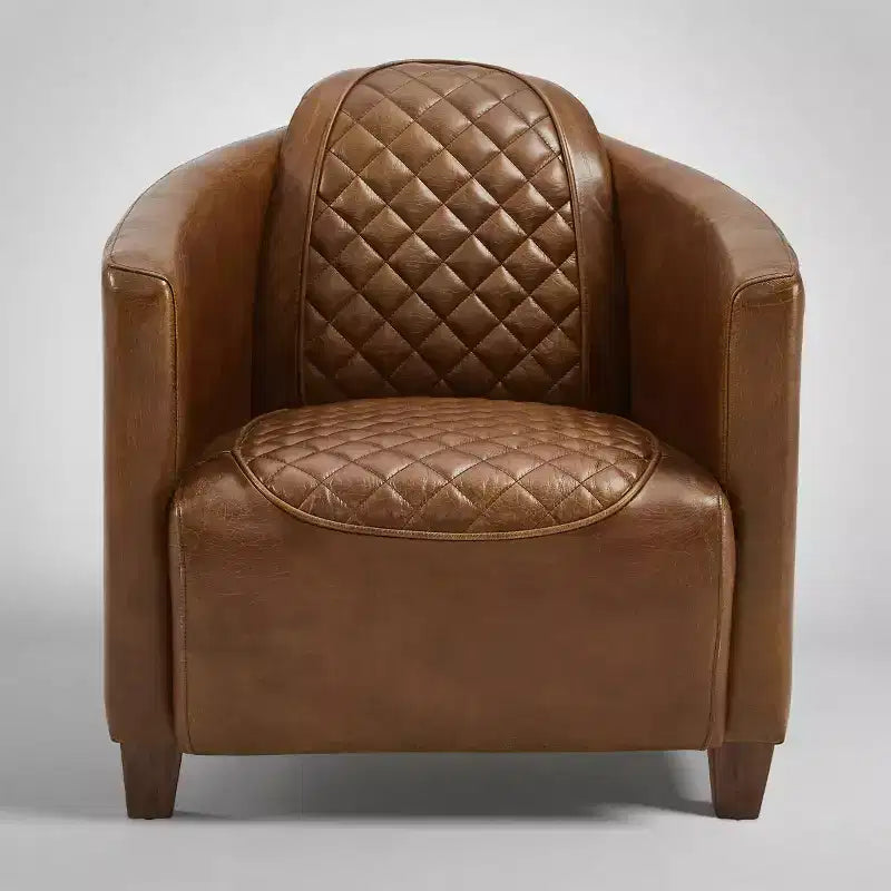 Art Leon Leather Accent Chair with Quilted Design for Timeless Comfort