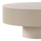 Maxax White Modern Round Coffee Table, 34.25 Wooden Drum Center Table.Contemporary Accent Coffee Table for Living Room, Apartment, Office