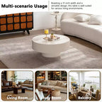 Maxax White Modern Round Coffee Table, 34.25 Wooden Drum Center Table.Contemporary Accent Coffee Table for Living Room, Apartment, Office