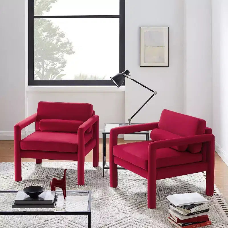Art Leon Velvet Accent Chair, Modern Armchair for Living Room, Stylish Upholstered Single Sofa