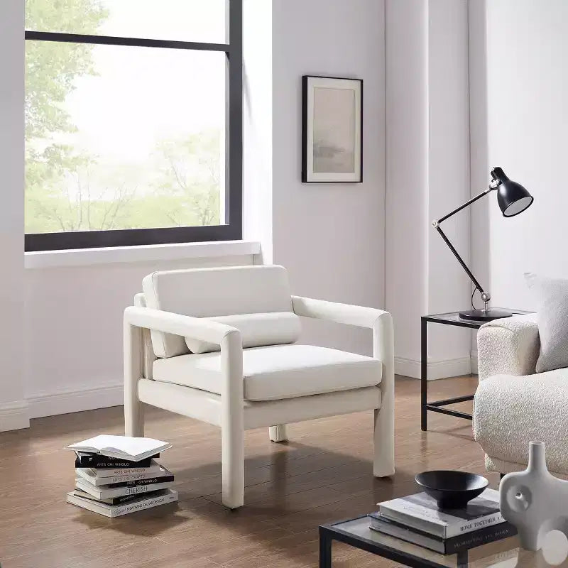 Art Leon Velvet Accent Chair, Modern Armchair for Living Room, Stylish Upholstered Single Sofa