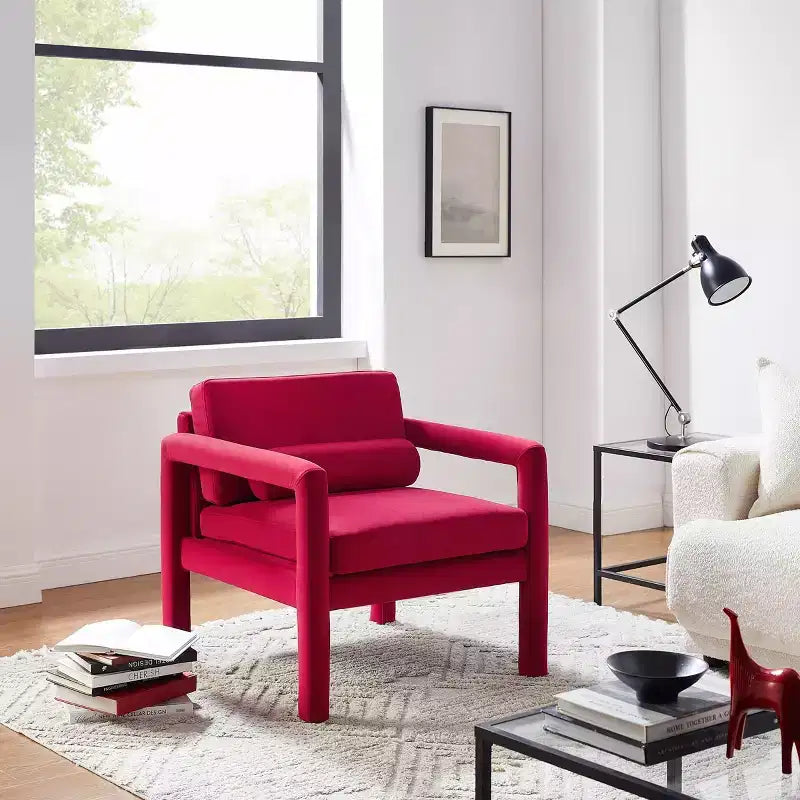Art Leon Velvet Accent Chair, Modern Armchair for Living Room, Stylish Upholstered Single Sofa