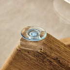 Okak Modern Circular Glass Coffee Table, Small Distinctive Design Tea Table Wood Legs for Living Room Reception Office Farmhouses