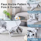 Okak Modern Circular Glass Coffee Table, Small Distinctive Design Tea Table Wood Legs for Living Room Reception Office Farmhouses