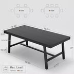 Industrial Style Dining Table for 6-8, 70.87 Long Wooden Kitchen Table with Durable Metal Frame, Black Finish, For Dining Room or Kitchen