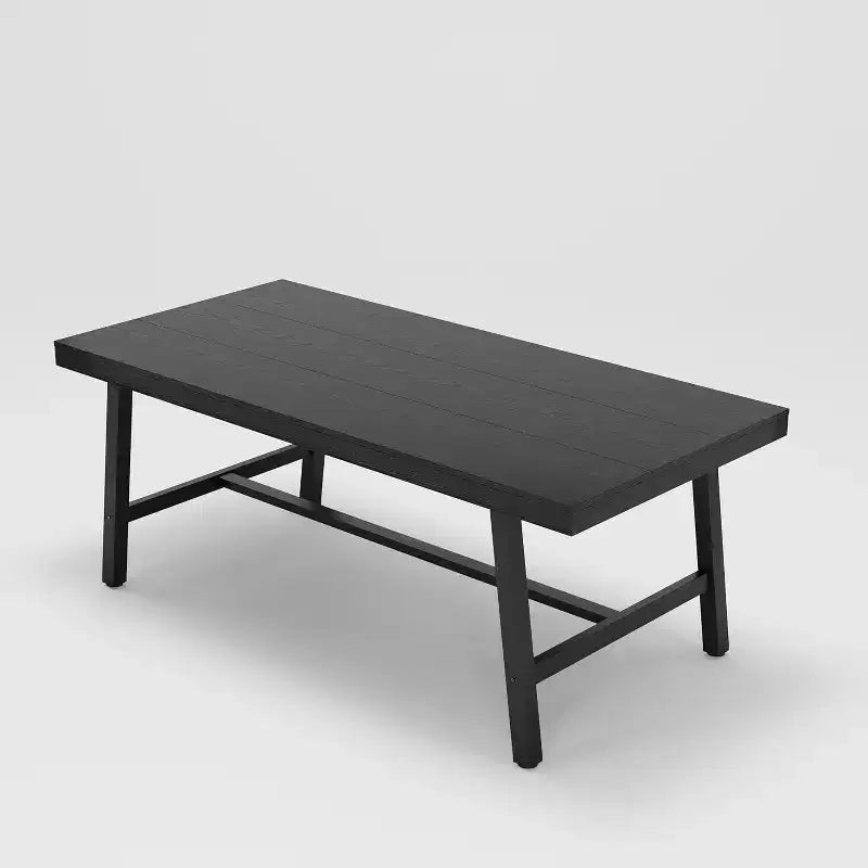 Industrial Style Dining Table for 6-8, 70.87 Long Wooden Kitchen Table with Durable Metal Frame, Black Finish, For Dining Room or Kitchen
