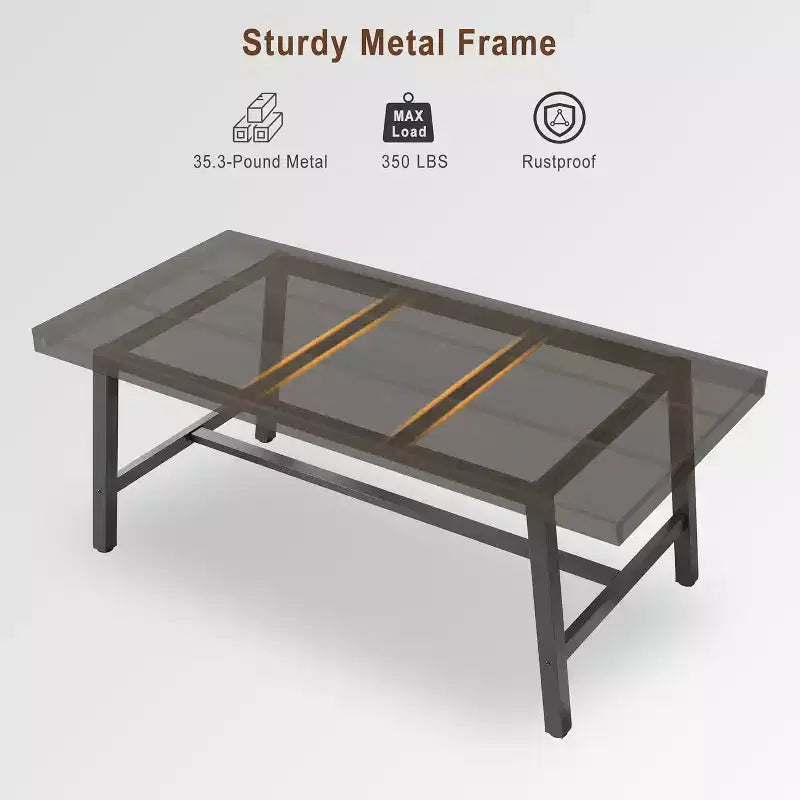 Industrial Style Dining Table for 6-8, 70.87 Long Wooden Kitchen Table with Durable Metal Frame, Black Finish, For Dining Room or Kitchen