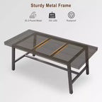 Industrial Style Dining Table for 6-8, 70.87 Long Wooden Kitchen Table with Durable Metal Frame, Black Finish, For Dining Room or Kitchen