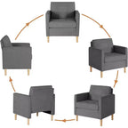 TYBOATLE Decor Linen Comfy Round Arms Chair for Living Room, Reading Leisure Chair with High Back for Living Room Bedroom Waiting Room, Grey