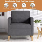 TYBOATLE Decor Linen Comfy Round Arms Chair for Living Room, Reading Leisure Chair with High Back for Living Room Bedroom Waiting Room, Grey