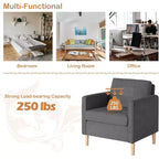 TYBOATLE Decor Linen Comfy Round Arms Chair for Living Room, Reading Leisure Chair with High Back for Living Room Bedroom Waiting Room, Grey