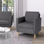 TYBOATLE Decor Linen Comfy Round Arms Chair for Living Room, Reading Leisure Chair with High Back for Living Room Bedroom Waiting Room, Grey