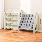 2-in-1 Kids Bookshelf and Toy Organizer with Storage Bins, White HDPE