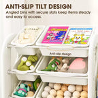 2-in-1 Kids Bookshelf and Toy Organizer with Storage Bins, White HDPE