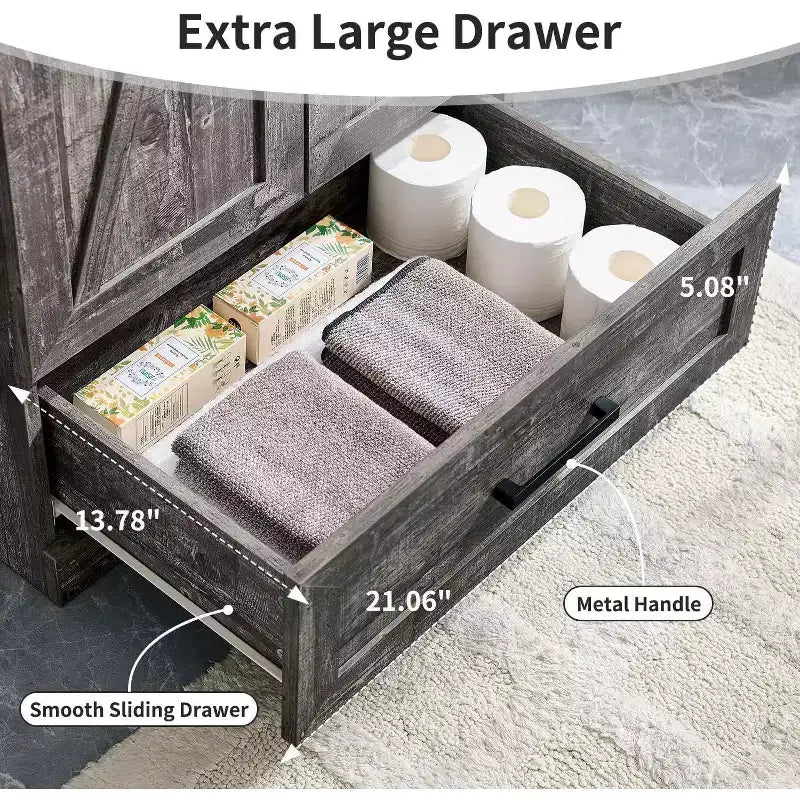 Mastgoal 24 Farmhouse Bathroom Vanity with Sink, Bathroom Dresser with Large Storage Drawer