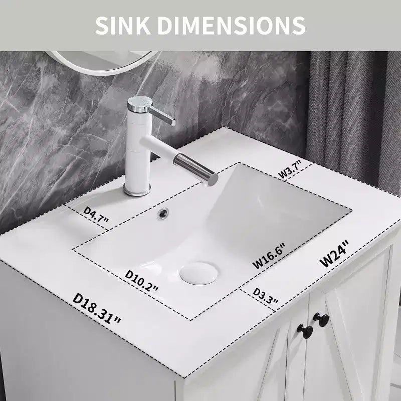 Mastgoal 24 Farmhouse Bathroom Vanity with Sink, Bathroom Dresser with Large Storage Drawer