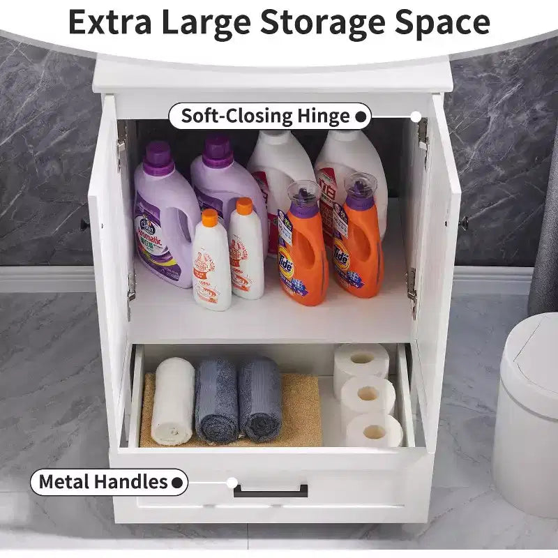 Mastgoal 24 Farmhouse Bathroom Vanity with Sink, Bathroom Dresser with Large Storage Drawer