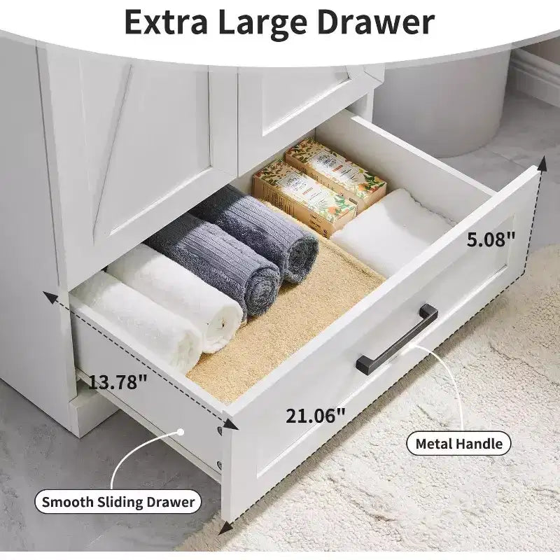 Mastgoal 24 Farmhouse Bathroom Vanity with Sink, Bathroom Dresser with Large Storage Drawer
