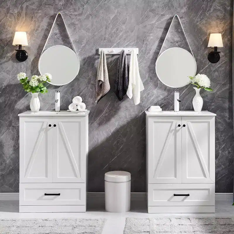 Mastgoal 24 Farmhouse Bathroom Vanity with Sink, Bathroom Dresser with Large Storage Drawer