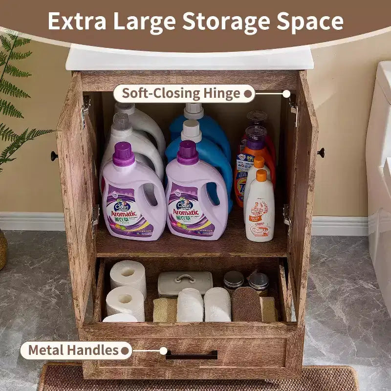 Mastgoal 24 Farmhouse Bathroom Vanity with Sink, Bathroom Dresser with Large Storage Drawer