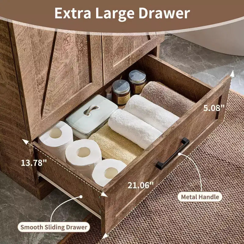 Mastgoal 24 Farmhouse Bathroom Vanity with Sink, Bathroom Dresser with Large Storage Drawer