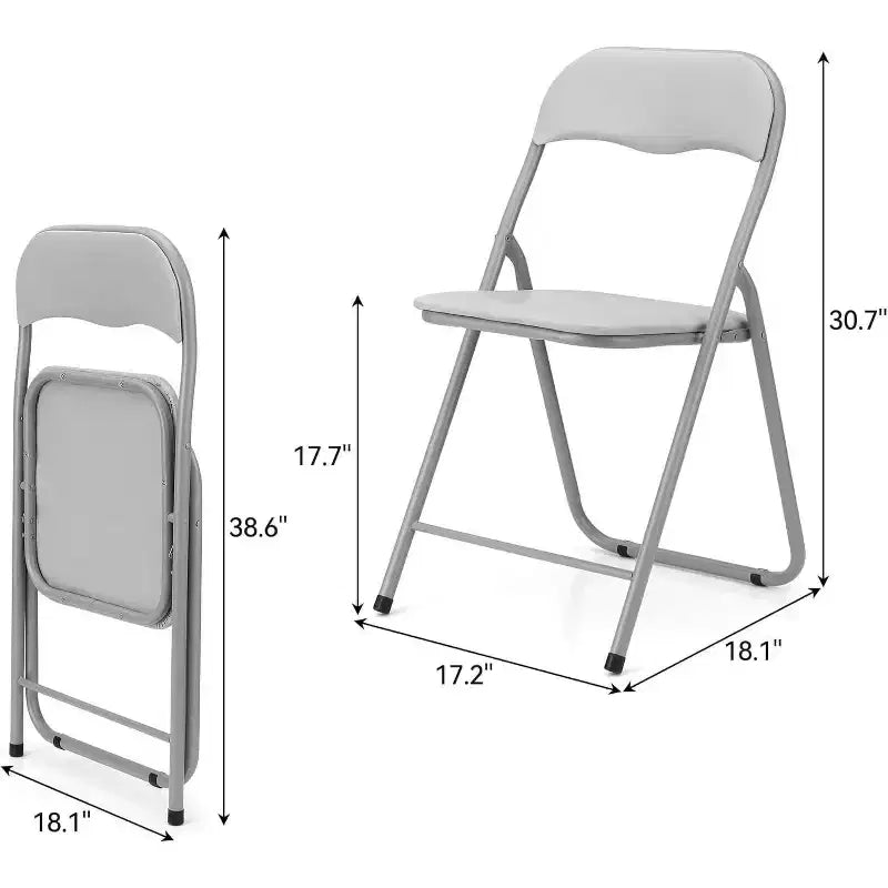 Acekool PU Leather Padded Folding Chairs Set  Non-Slip Feet, 350 lb Capacity, Stackable & Portable Event Seating