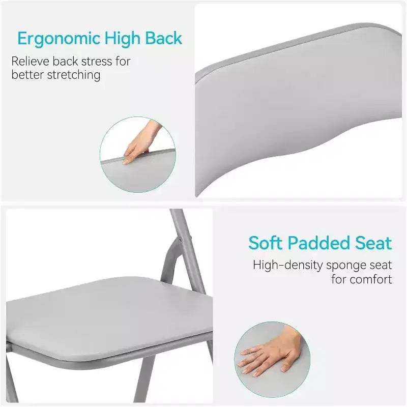 Acekool PU Leather Padded Folding Chairs Set  Non-Slip Feet, 350 lb Capacity, Stackable & Portable Event Seating
