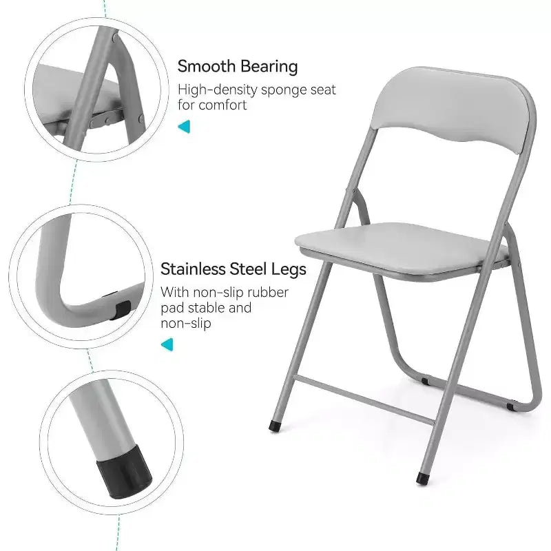 Acekool PU Leather Padded Folding Chairs Set  Non-Slip Feet, 350 lb Capacity, Stackable & Portable Event Seating