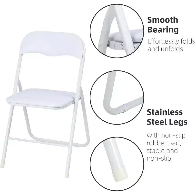 Acekool PU Leather Padded Folding Chairs Set  Non-Slip Feet, 350 lb Capacity, Stackable & Portable Event Seating