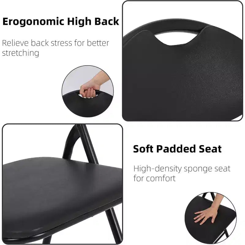 Acekool PU Leather Padded Folding Chairs Set  Non-Slip Feet, 350 lb Capacity, Stackable & Portable Event Seating