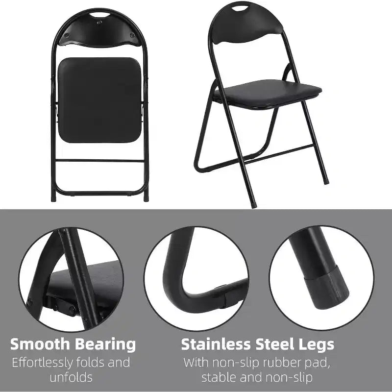 Acekool PU Leather Padded Folding Chairs Set  Non-Slip Feet, 350 lb Capacity, Stackable & Portable Event Seating