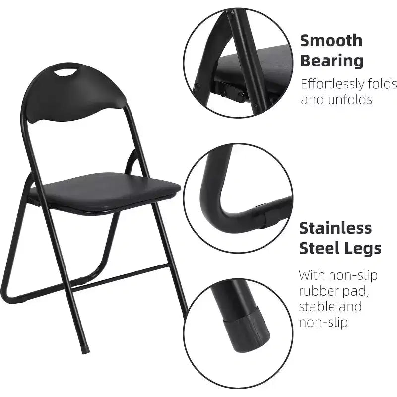 Acekool PU Leather Padded Folding Chairs Set  Non-Slip Feet, 350 lb Capacity, Stackable & Portable Event Seating