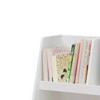 Modern Kids Bookshelf Toy Organizer, 2-Tier Storage Display Bookcase with 5 Cubbies, Open-Faced Bins, Christmas Birthday GIF