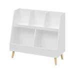 Modern Kids Bookshelf Toy Organizer, 2-Tier Storage Display Bookcase with 5 Cubbies, Open-Faced Bins, Christmas Birthday GIF