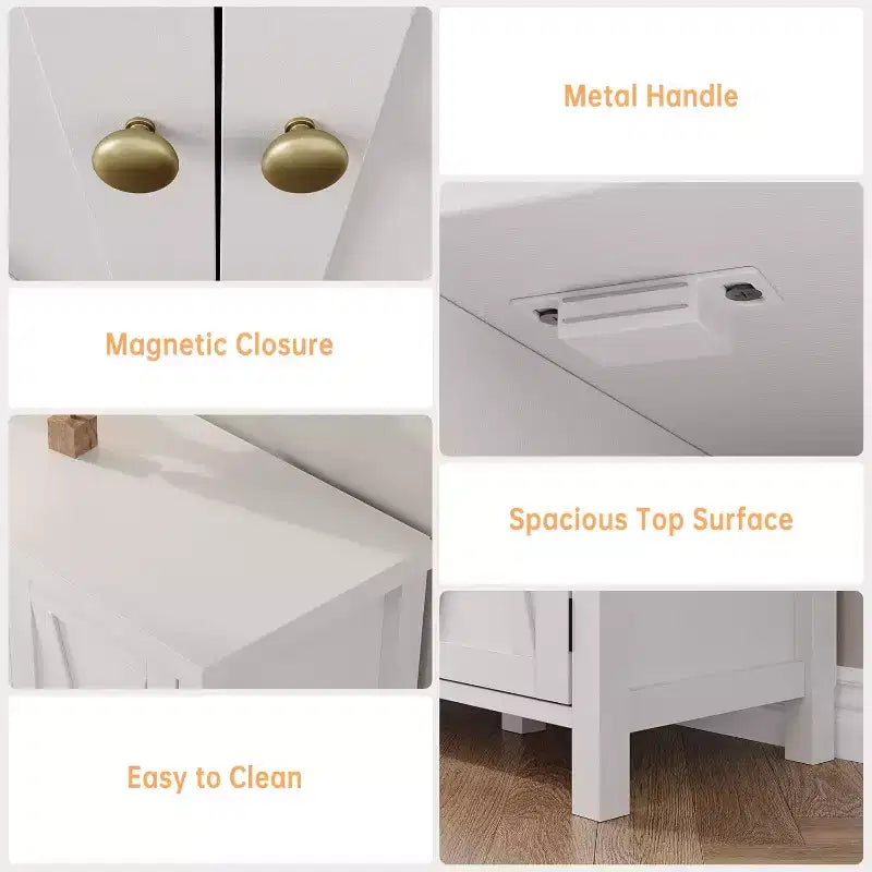 43 Farmhouse Shoe Storage Cabinet with 3 Barn Doors, Adjustable Shelves, Large Capacity Narrow Shoe Rack for Entryway & Living Room, White