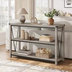 Farmhouse Entryway Table,47 Inch Narrow Long Console Table with Storage, 3 Tier Wood Console Table
