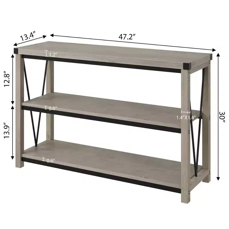 Farmhouse Entryway Table,47 Inch Narrow Long Console Table with Storage, 3 Tier Wood Console Table