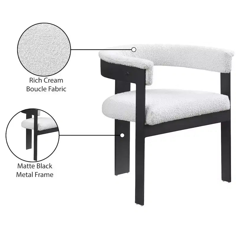 Meridian Furniture,Romeo Boucle Fabric Dining Chair, Set of 2