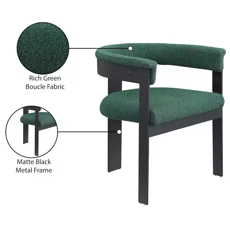 Meridian Furniture,Romeo Boucle Fabric Dining Chair, Set of 2