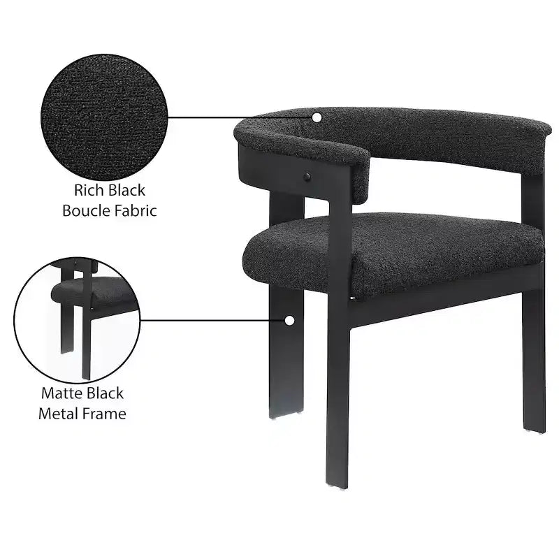 Meridian Furniture,Romeo Boucle Fabric Dining Chair, Set of 2