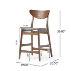 GDFStudio Cedric Mid-Century Modern Fabric and Rubberwood 23.5 Inch Counter Stool (Set of 2)