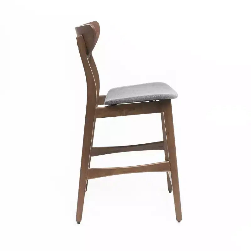 GDFStudio Cedric Mid-Century Modern Fabric and Rubberwood 23.5 Inch Counter Stool (Set of 2)