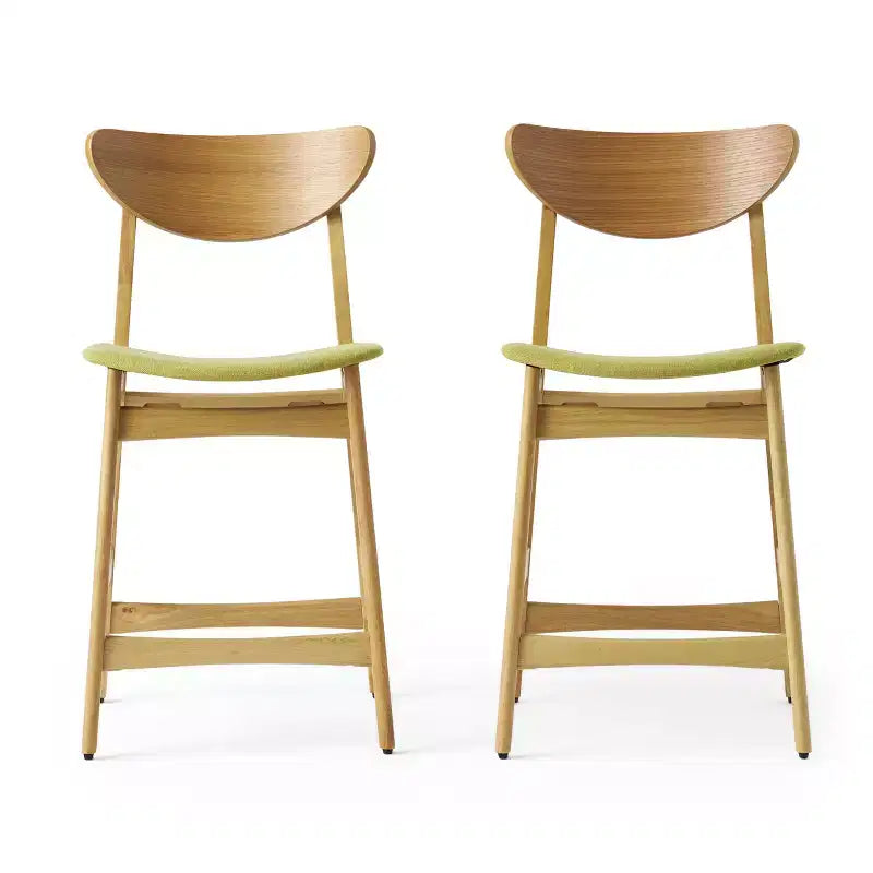GDFStudio Cedric Mid-Century Modern Fabric and Rubberwood 23.5 Inch Counter Stool (Set of 2)