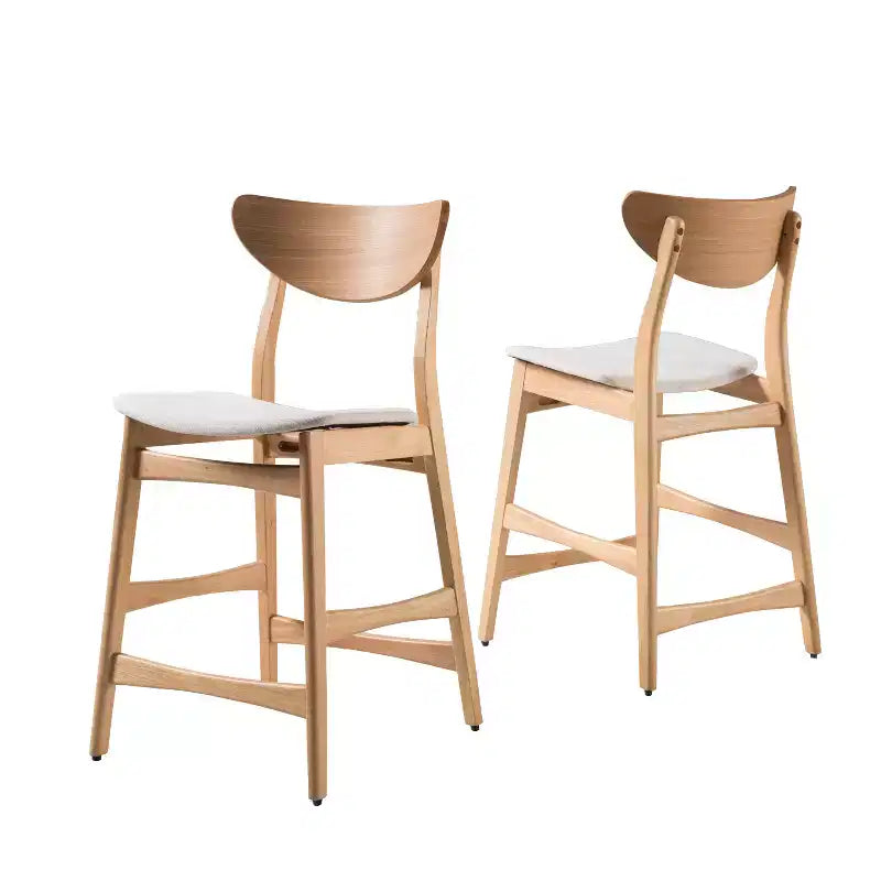 GDFStudio Cedric Mid-Century Modern Fabric and Rubberwood 23.5 Inch Counter Stool (Set of 2)