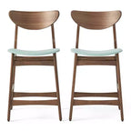 GDFStudio Cedric Mid-Century Modern Fabric and Rubberwood 23.5 Inch Counter Stool (Set of 2)